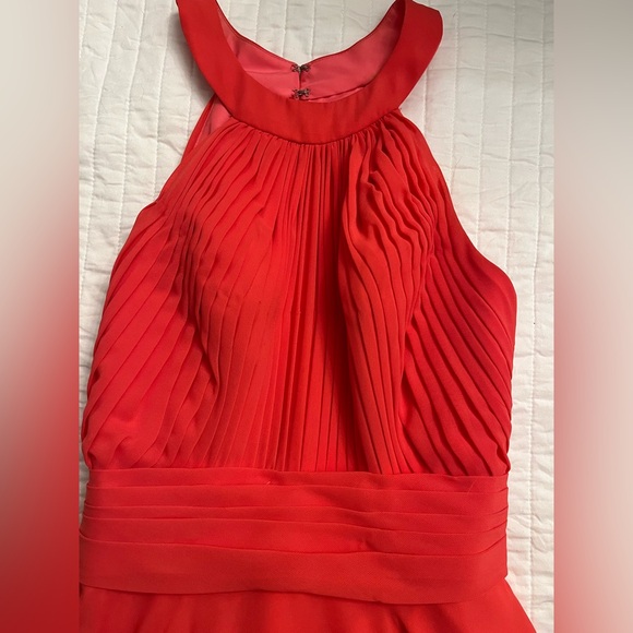 Allure Bridal coral open back chiffon maxi bridesmaid dress NWOT - Picture 3 of 6